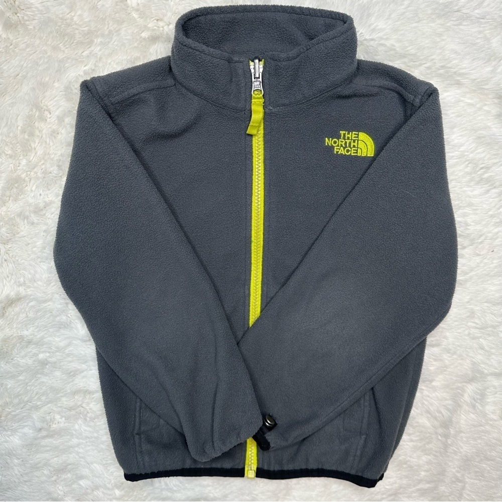 The North Face Fleece Jacket Zippered Fleece Grey  & Yellow Size 5